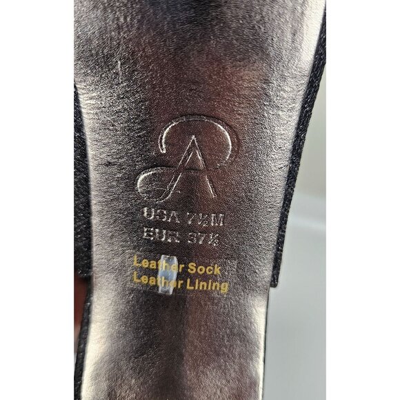 Adrianna Papell Womens Size 7 Black Glitter Peep Toe Slingback High Heels 4.5" - Picture 9 of 16